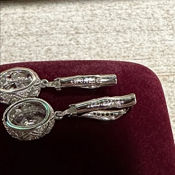 Joseph Esposito like new crystal sterling silver 925 stamped dangle earrings - Picture 6 of 8